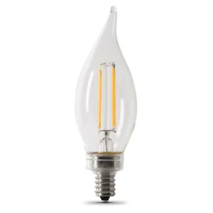 10W (100W Replacement) Bright White (3000K) E12 Base BA10 Flame Tip Dimmable Filament LED Bulb (2-Pack)