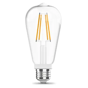 12W (100W Replacement) ST19 E26 Dusk to Dawn Filament Clear Glass Vintage Edison LED Light Bulb, Daylight