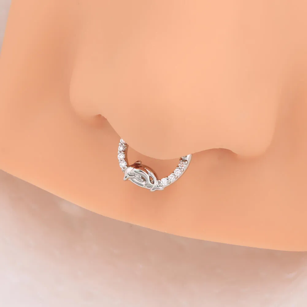 16G Jumping Dolphin Septum Ring Daith Earrings By Gina