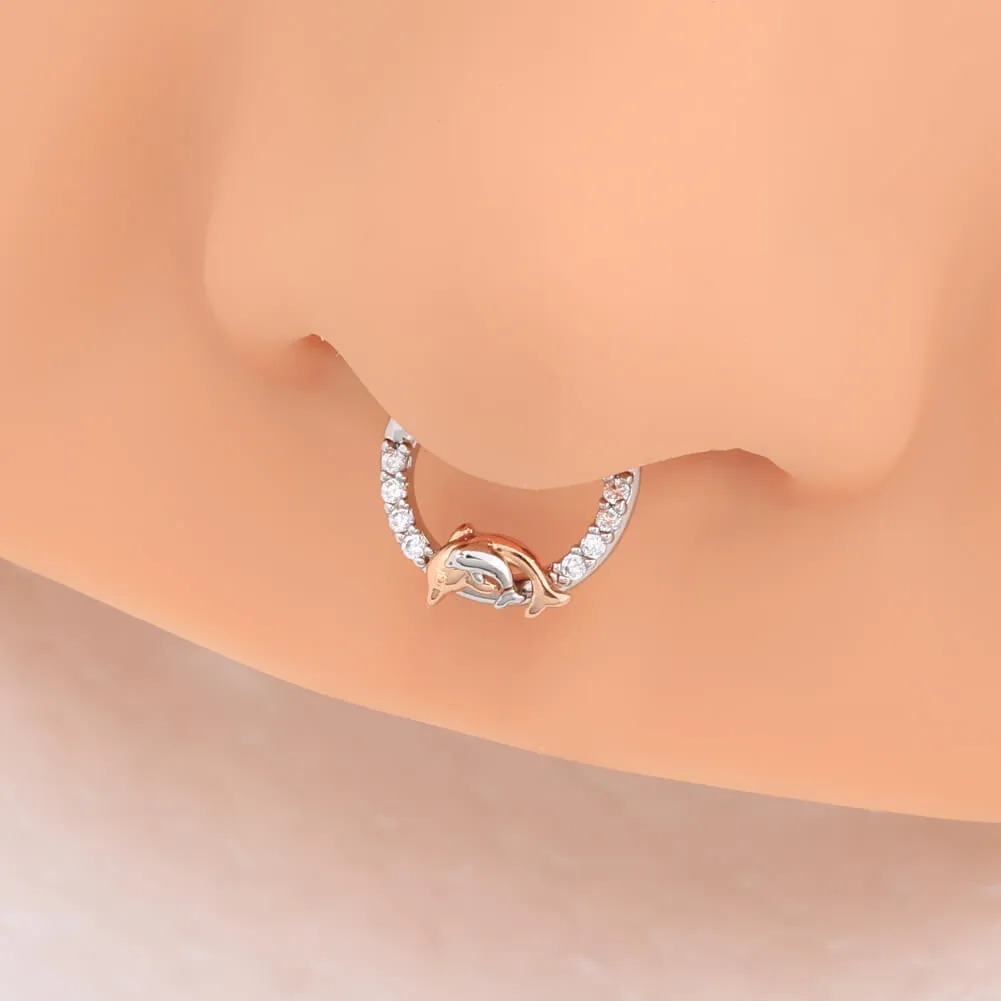 16G Jumping Dolphin Septum Ring Daith Earrings By Gina