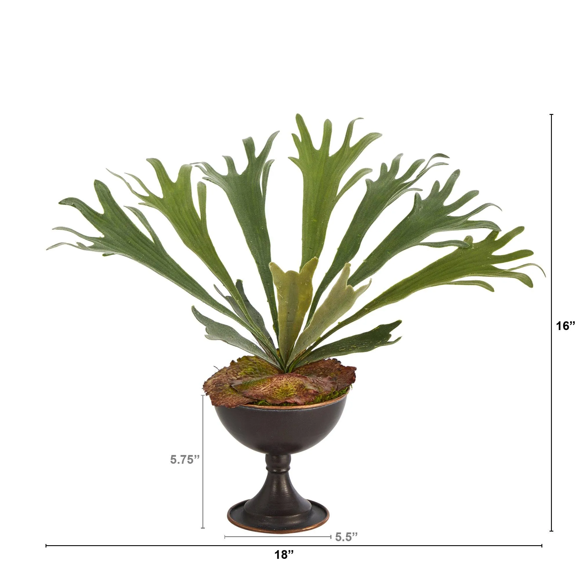 18” Staghorn Artificial Plant in Metal Chalice