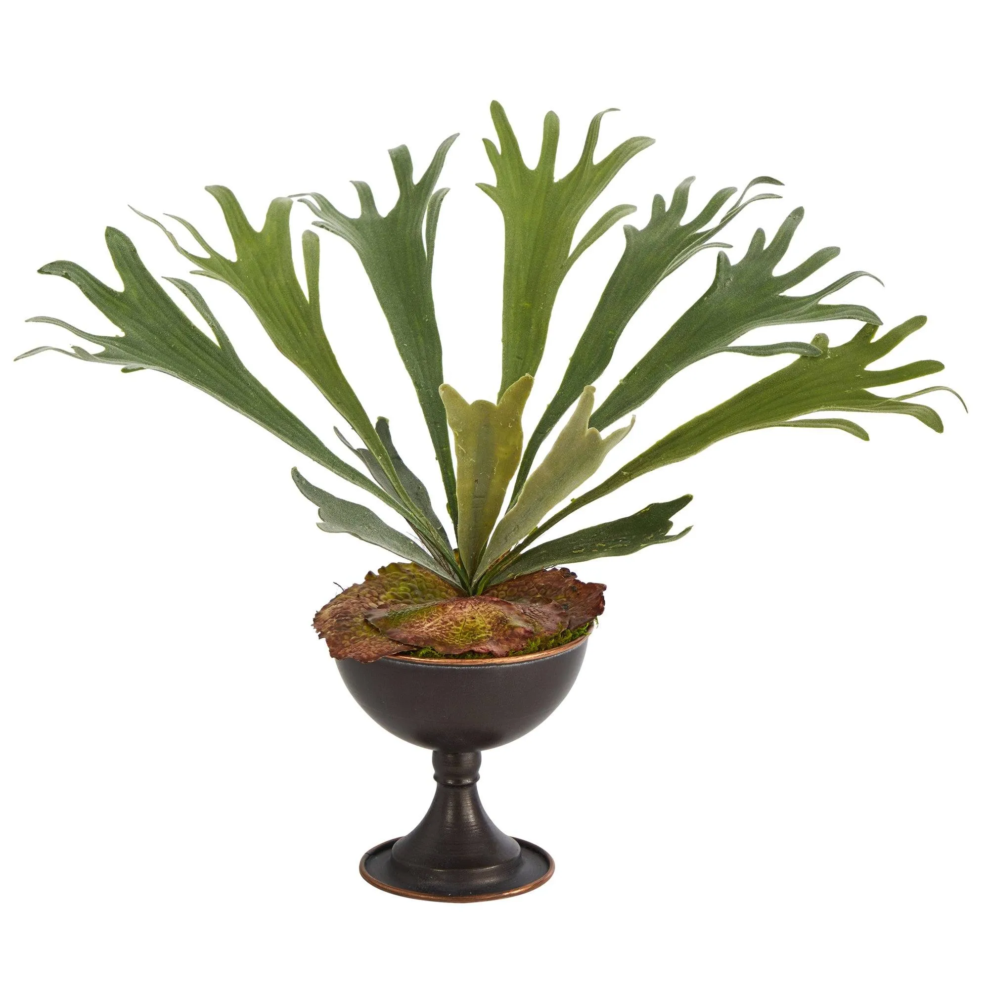 18” Staghorn Artificial Plant in Metal Chalice