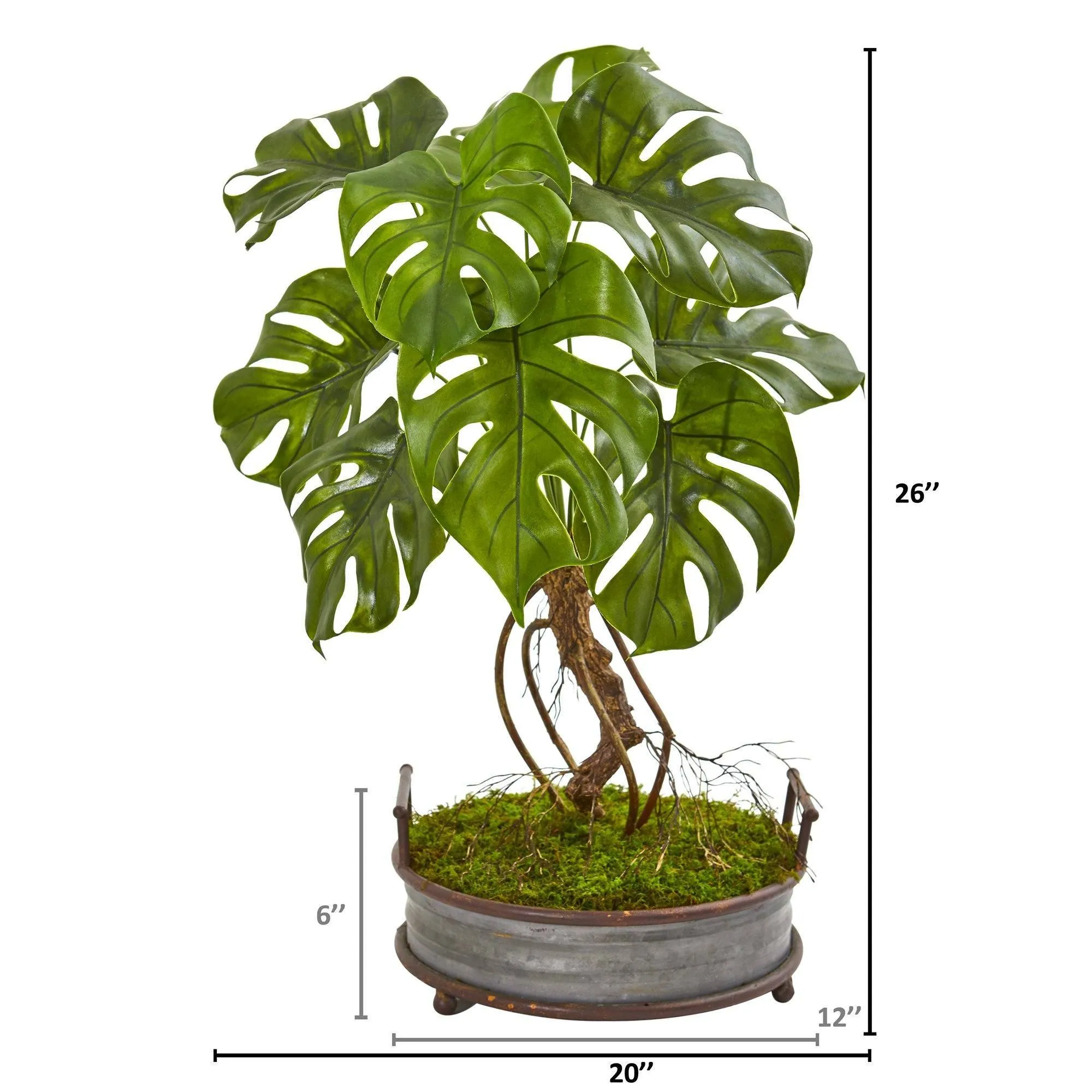 26” Monstera Artificial Plant in Metal Planter