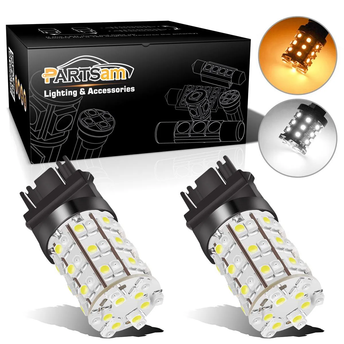 2pcs 3057 3157 3357 3457 Switchback LED Turn Signal Light Bulbs White Amber Dual Color Super Bright 3057A 3157A 3357A 3457A 4157NA 3156 3155