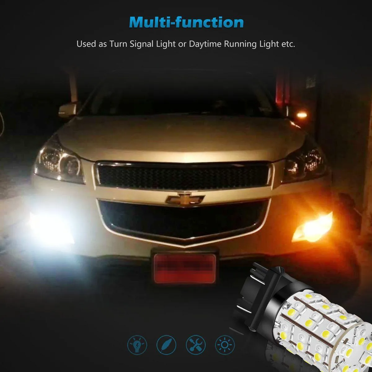 2pcs 3057 3157 3357 3457 Switchback LED Turn Signal Light Bulbs White Amber Dual Color Super Bright 3057A 3157A 3357A 3457A 4157NA 3156 3155