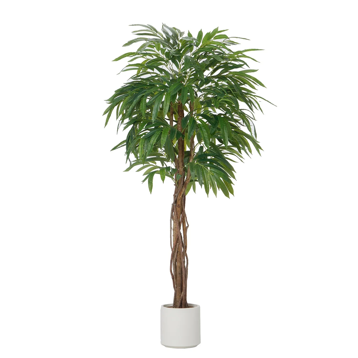 67" Artificial Faux Weeping Fig Tree in a  Beige Resin Planter | Real Touch Fake Ficus Benjamina Tree