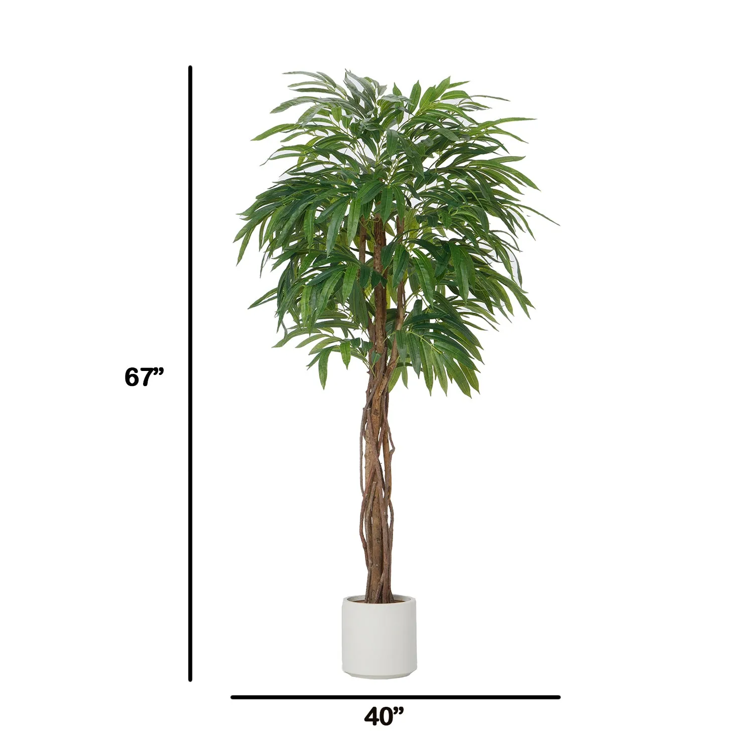 67" Artificial Faux Weeping Fig Tree in a  Beige Resin Planter | Real Touch Fake Ficus Benjamina Tree