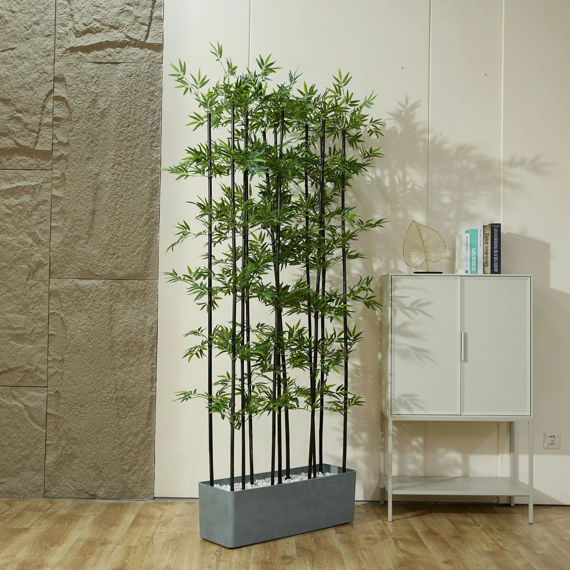 84" Artificial Faux Bamboo Plant in Grey Planter | Lifelike Greenery for Home or Office