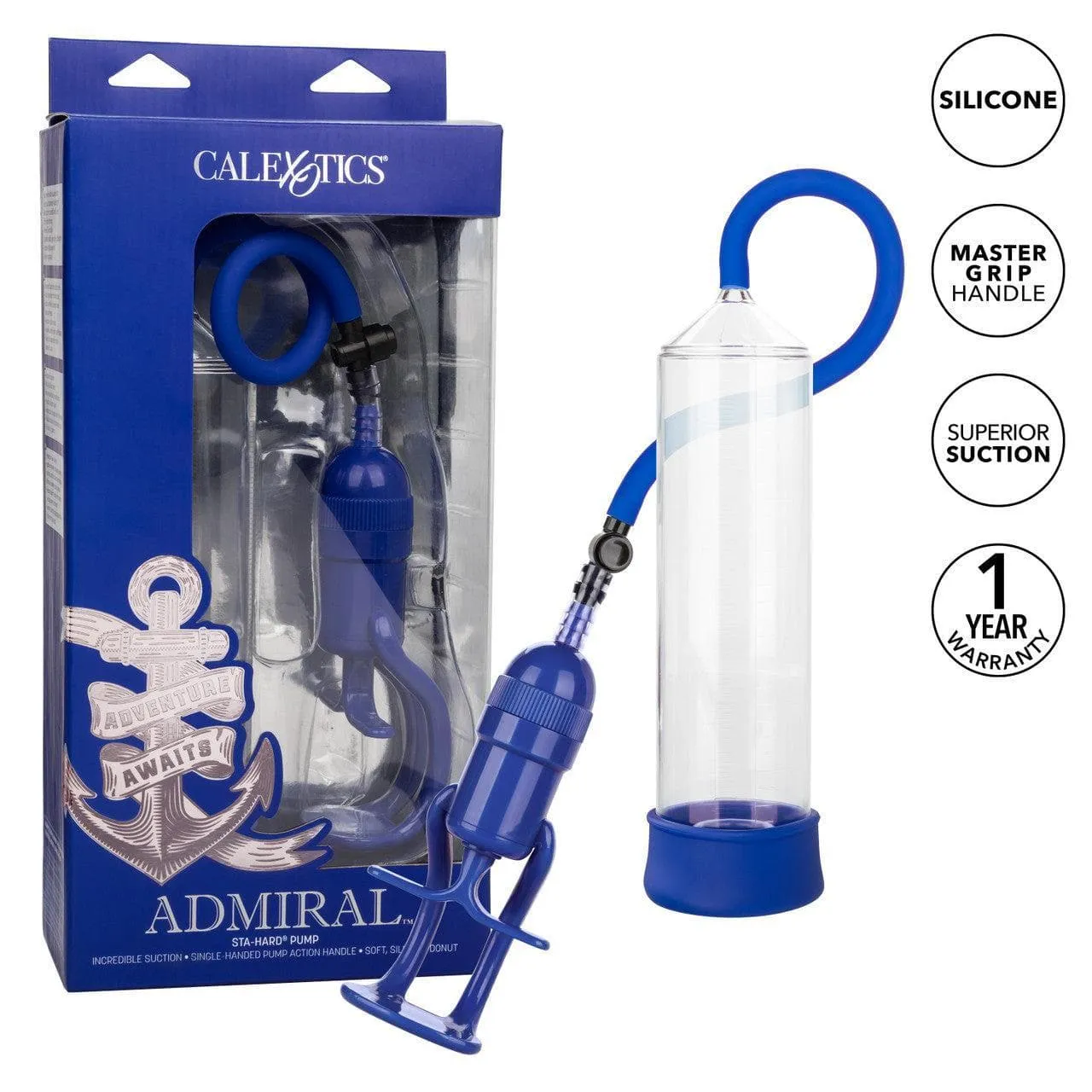 Admiral Sta-Hard Master Grip Handle Penis Enhancement Pump Blue