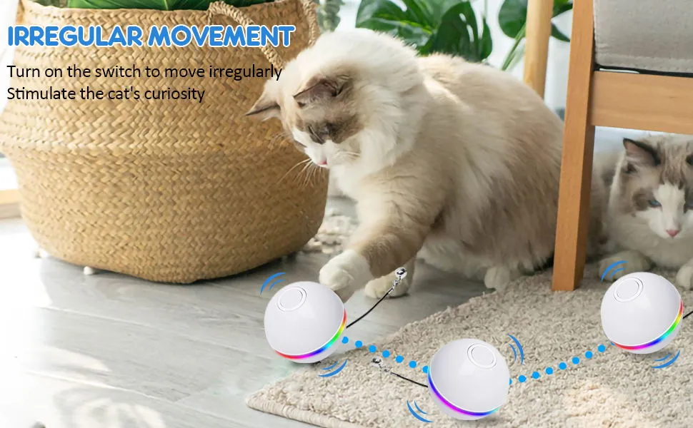 Automatic Rolling Smart Ball w/ Lights (USB Rechargeable) for Cats