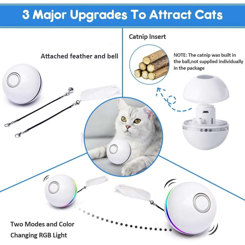 Automatic Rolling Smart Ball w/ Lights (USB Rechargeable) for Cats