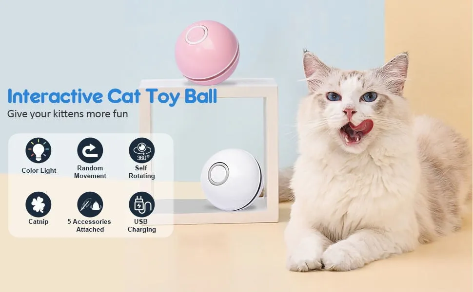 Automatic Rolling Smart Ball w/ Lights (USB Rechargeable) for Cats