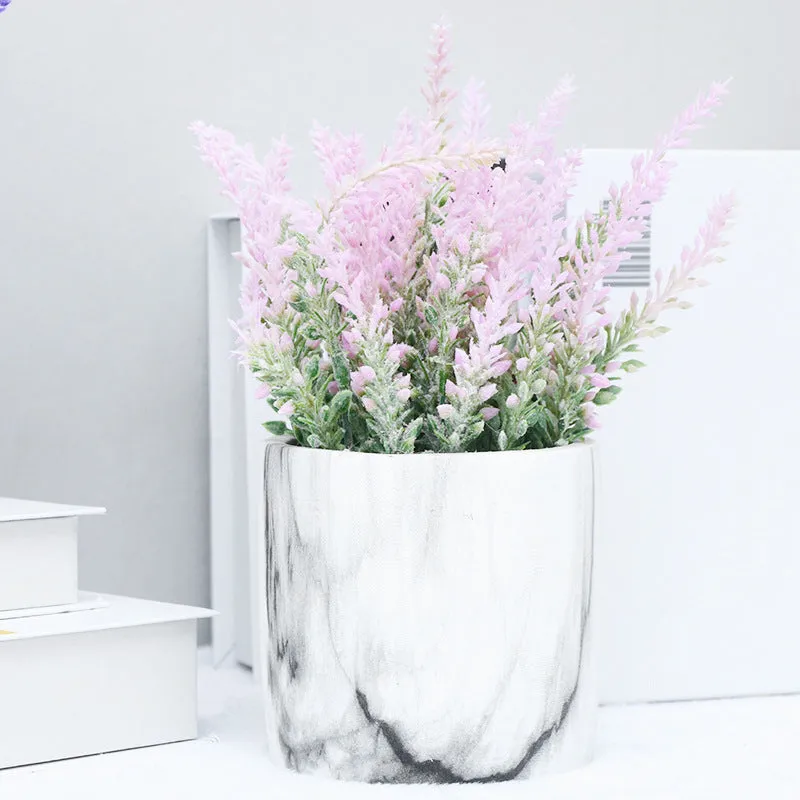 Bulk Artificial Potted Plants Lavender Flowers in Ceramic Pot Wholesale