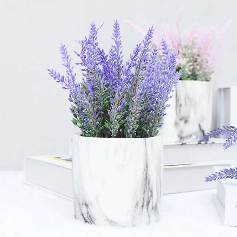 Bulk Artificial Potted Plants Lavender Flowers in Ceramic Pot Wholesale