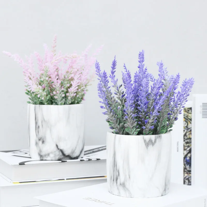 Bulk Artificial Potted Plants Lavender Flowers in Ceramic Pot Wholesale