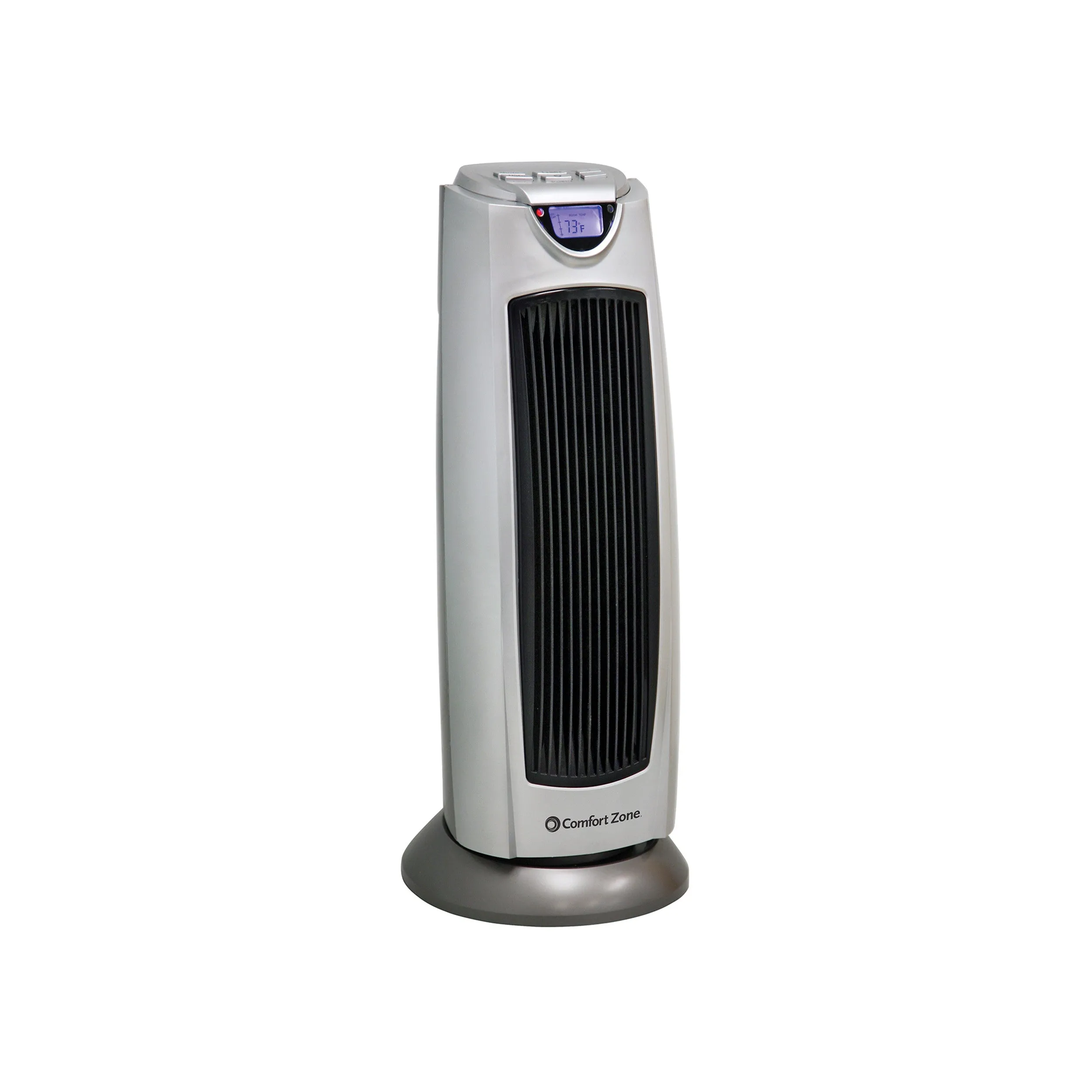 Comfort Zone Ceramic Oscillating Digital Tower Heater with Remote in Silver