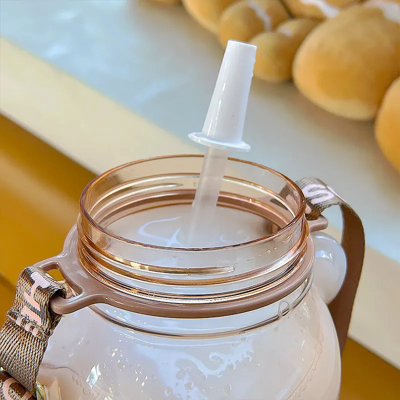 Cute Bear Built-in Straw Water Bottle