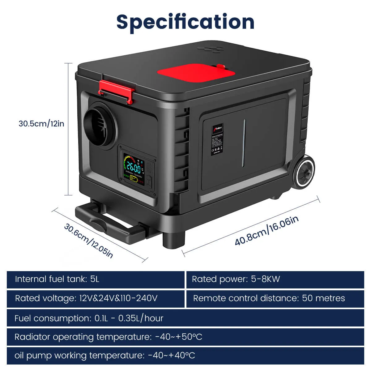 HC-A04 Diesel Heater, 5L Trolley Rolling Toolbox All In One