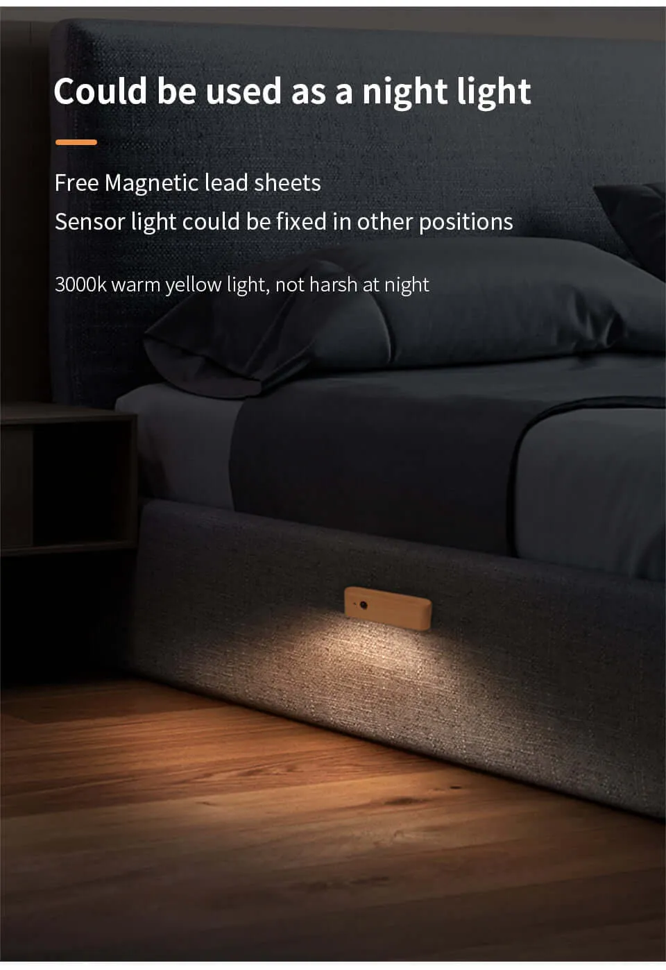 Magnetic Solid Wood Rechargable Induction Light