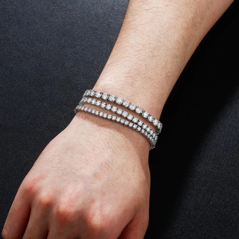 Moissanite S925 Silver 3/4/5MM Tennis Chain Bracelet (GRA Certificate   Free FedEx Shipping)