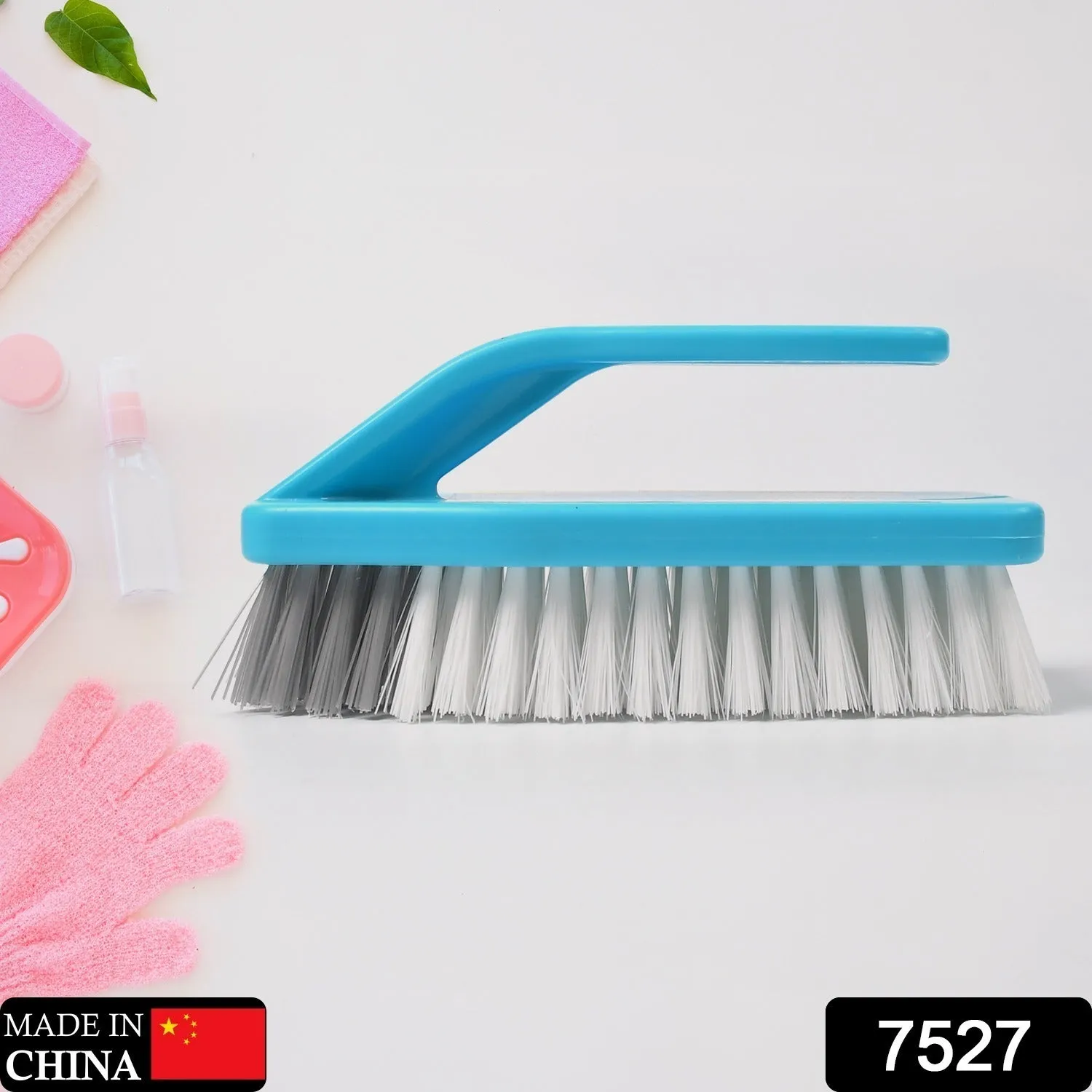 MULTIPURPOSE DURABLE CLEANING BRUSH WITH HANDLE FOR CLOTHES LAUNDRY FLOOR TILES AT HOME KITCHEN SINK, WET AND DRY WASH CLOTH SPOTTING WASHING SCRUBBING BRUSH.