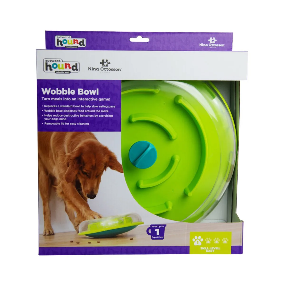 Nina Ottosson Wobble Bowl Puzzle Feeder Dog Toy