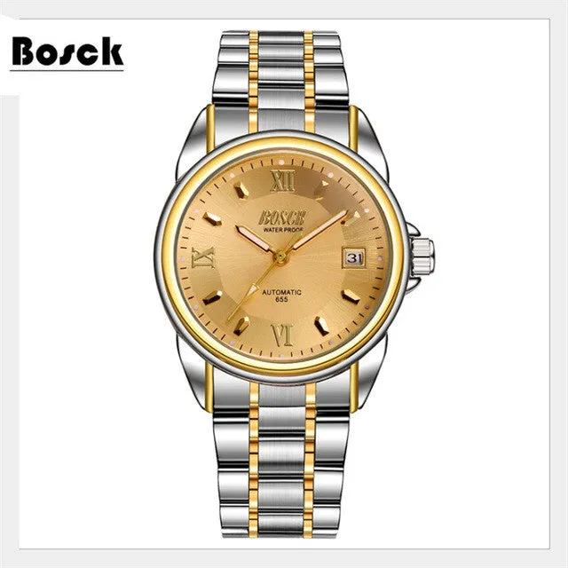 relogio BOSCK men's high-end luxury mechanical watch precision calendar waterproof business brand watches erkek kol saati, reloj