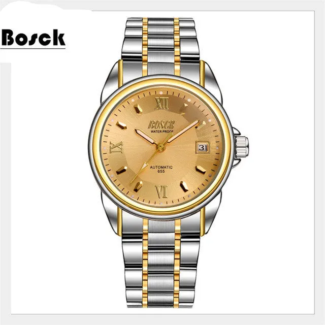 relogio BOSCK men's high-end luxury mechanical watch precision calendar waterproof business brand watches erkek kol saati, reloj