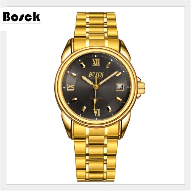 relogio BOSCK men's high-end luxury mechanical watch precision calendar waterproof business brand watches erkek kol saati, reloj