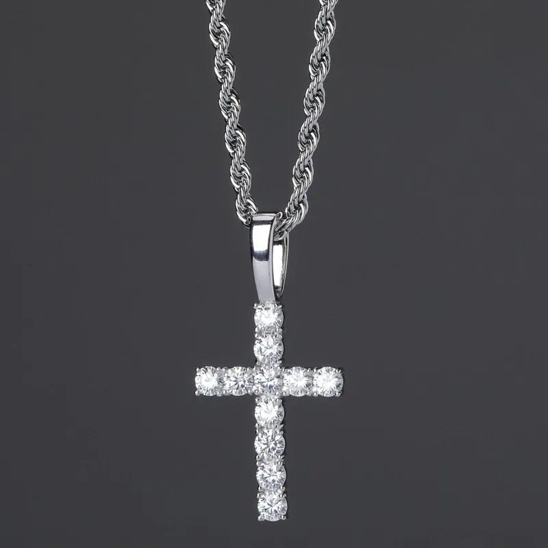 S925 Silver Moissanite Cross Pendant (GRA Certificate   Free FedEx Shipping)