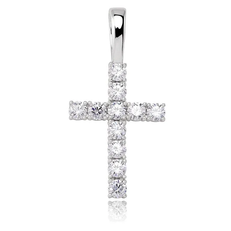 S925 Silver Moissanite Cross Pendant (GRA Certificate   Free FedEx Shipping)