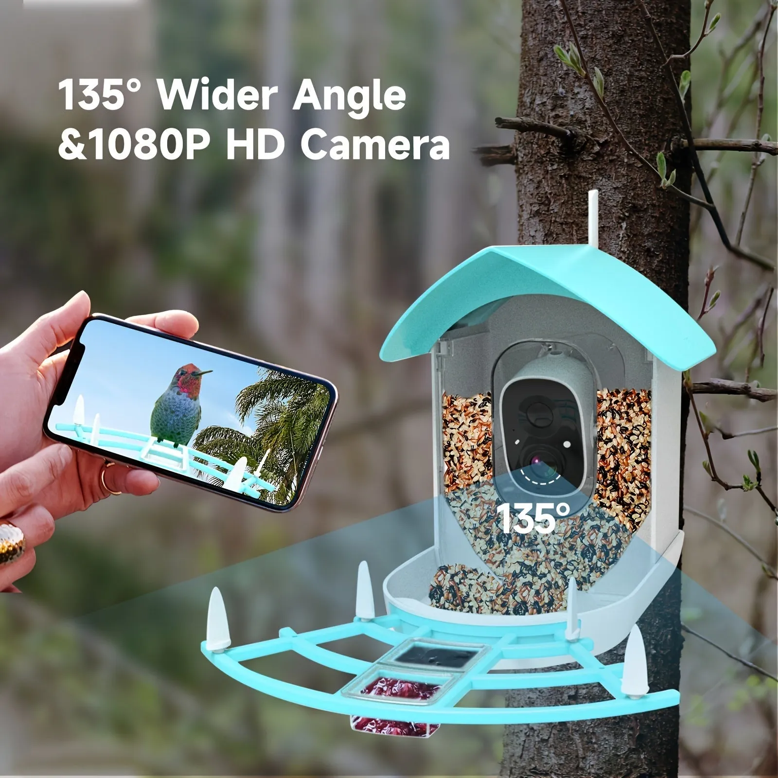 Smart Bird Feeder With Camera, AI Identify Bird Species & Solar Panel, Bird Watching Camera, Auto Capture Bird Video, Instant Bird Arrival Alert, Live View, Ideal Gift For Bird Lover