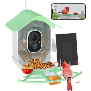 Smart Bird Feeder With Camera, AI Identify Bird Species & Solar Panel, Bird Watching Camera, Auto Capture Bird Video, Instant Bird Arrival Alert, Live View, Ideal Gift For Bird Lover