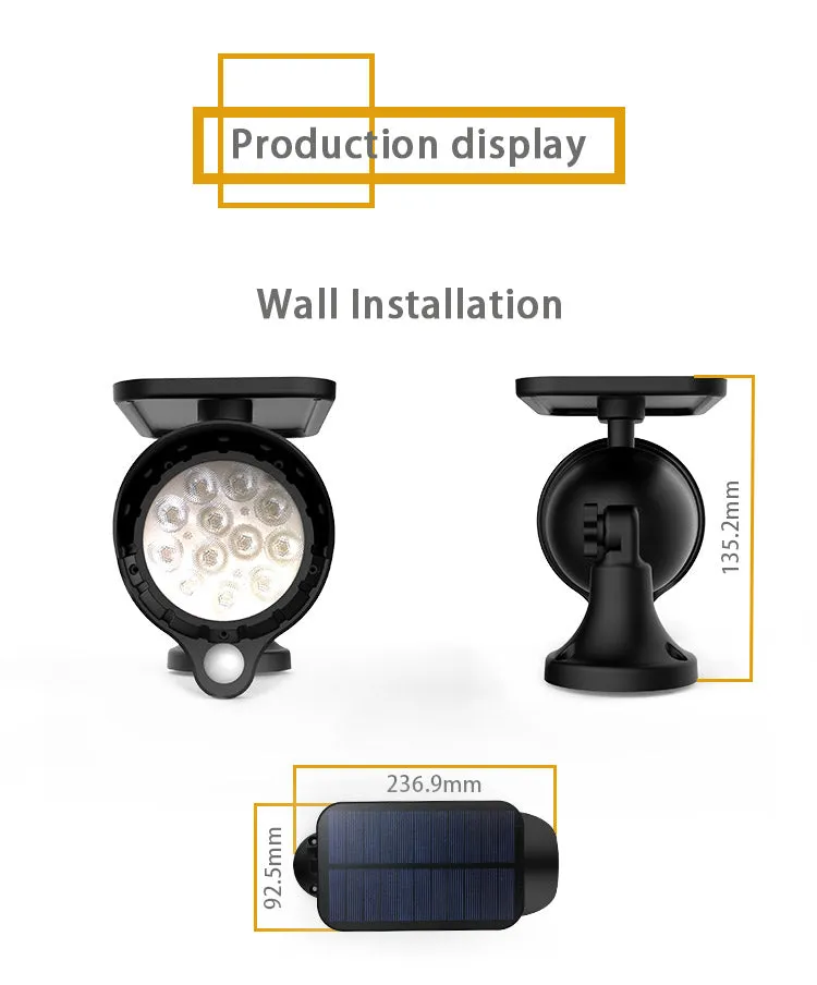 Solar Spot Flood Light with Three Mode LED Light by Automatic Light Sensor & Automatic Human Sensor