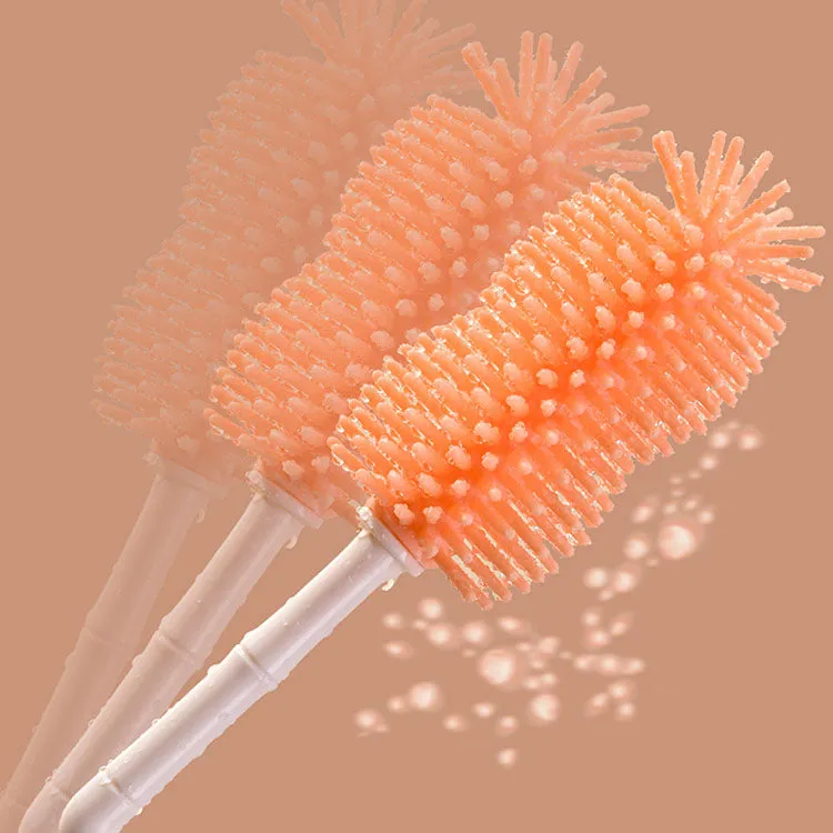 THE LITTLE LOOKERS Silicone Bottle Brush Set with Stand, 360° Rotating Silicone Bottle Cleaning Brush Cleaner Set, Long Handle 4 in 1 Multipurpose Silicone Baby Bottle Straw Cleaner Brush