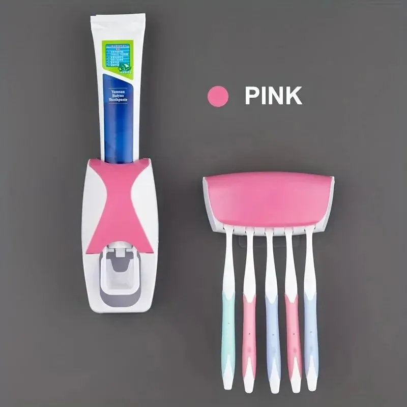 Trendy Toothbrush Holder With Automatic Toothpaste Dispenser