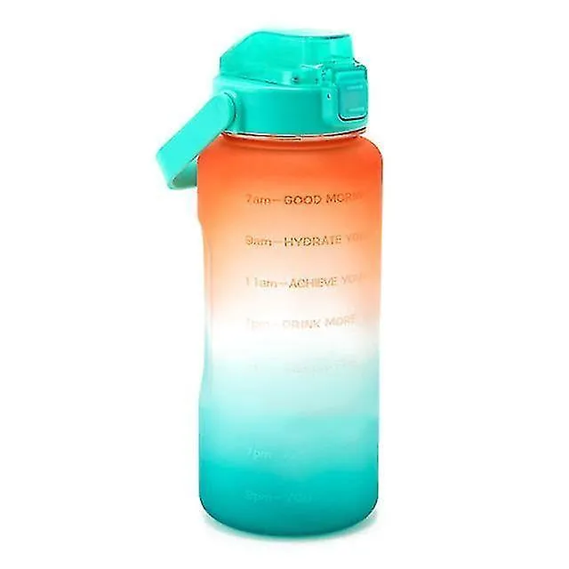 Water Bottle With Straw Big Handle Protective Silicone Boot Sports Water Bottle（Oranagegreen）