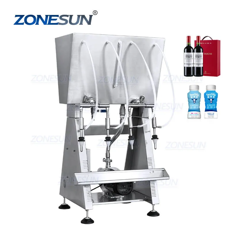 ZS-RWGFP4 Siphon 4 Heads Soymilk Wine Beverage Cooking Oil Small Glass Bottle Cosmetics Liquid Filling Machine